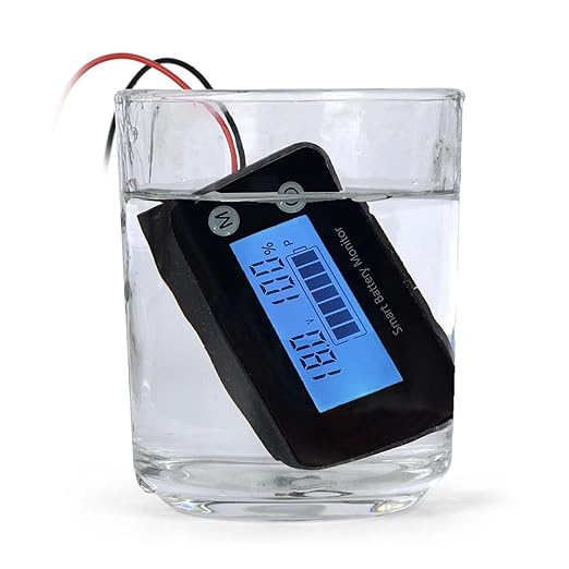 SUPNOVA Waterproof Battery Monitor12v 24v 36v 48v 60v 72v ,Car Motorcycle Golf cart Battery Meter Digital Battery Capacity Remaining Capacity Percentage Tester with Buzzer Alarm and Temperature(Bule)