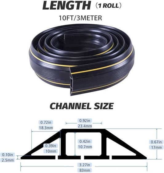 Vilmon 10FT Floor Cord Cover, Heavy Duty PVC Floor Cable Cover,Wire Cover to Protect Wire Prevent Cable Trips for Home Office,Cavity Size 0.94" by0.4