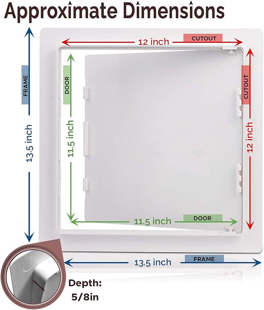 Morvat Access Panel 12x12 Inch for Drywall & Ceiling with Door, Heavy-Duty Durable ABS Plastic & Easy Install Access Box, Wall Hole Cover Plate for Plumbing & Electrical Cable & Wiring, White, 20 Pack