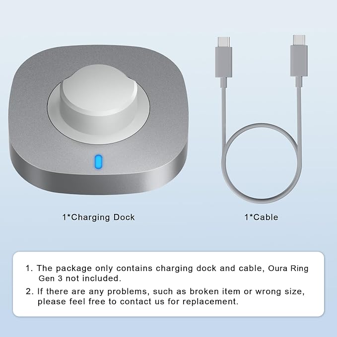 ZOOROO Charger Compatible with Oura Ring Gen 3 Size 8, Fast Charging Dock with USB-C Cable