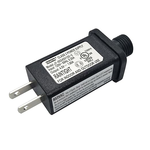 4.5V 1A LED Controller LED Transformer Class 2 Power Supply, IP44 Waterproof Low Voltage Transformer US Plug for Christmas Light, String Light