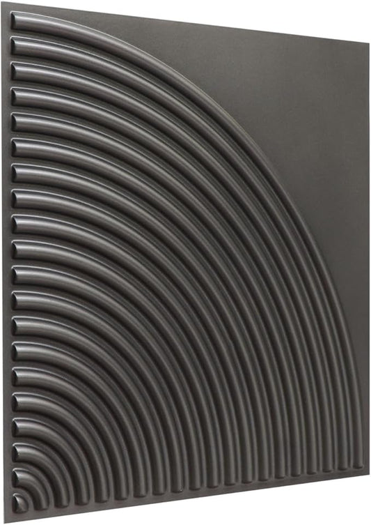 From Plain To Beautiful In Hours 9002 Arc Swell PVC 12 in x 12 in Peel and Stick Wall Panels (Covers / 10 sq.ft), Metallic Grey, 10 Piece