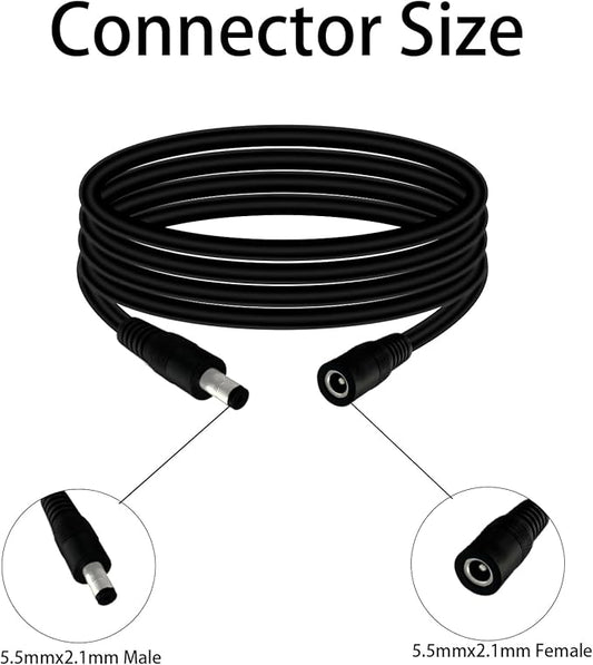 5.5mm x 2.1mm 6.5FT DC Power Extension Cable Male to Female 12V/24V 14AWG DC Connection Cable for CCTV Surveillance Camera Amplifiers LED Strip Lights Solar Panels Energy Storage Power Supply 2 pcs