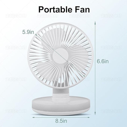 MAWFOZIN Small Desk Fan With Night Light, Auto Oscillating Table Fan With 3000mAh Rechargeable Battery, USB Personal Fan With 4 Speeds Wind, Adjustable Fan For Home, Office Bedroom, Camping (white)