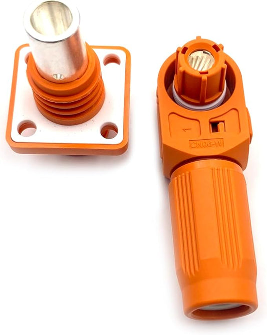 1 Set Battery Energy Storage Connector, 300A High Current Connectors Quick Plug Terminal Orange Right Angle Plug and Socket IP67 Waterproof Power Adapter Crimping 95mm² Wiring (1500V)