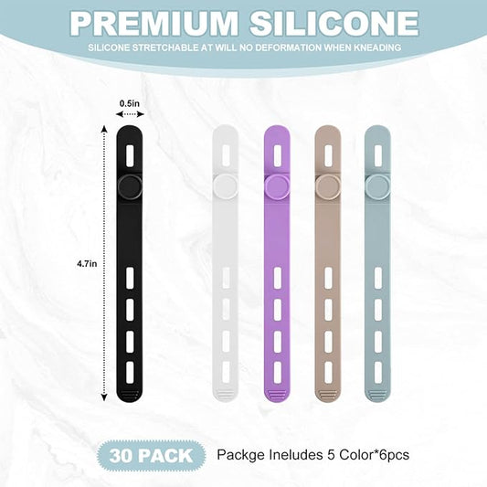 30 Pcs Cable Ties ,Silicone Cable Ties, Reusable Cord Organizer for Charger Cables, Hair Dryer, Home & Office, Flexible Cord Wraps for Electrical Wires (30 Pcs Cord Organizer)