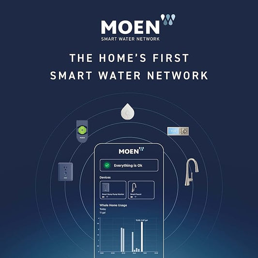 Flo by Moen Smart Water Detector, 3-Pack with Leak Sensing Cable (6-ft)