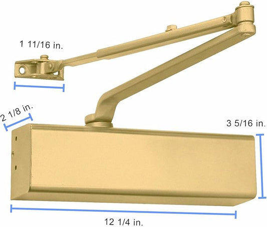 Lawrence Heavy Duty Door Closer Commercial Grade 1 - Adjustable 6-Speed Delayed-Action Door Control with 3 Pistons – Flexible Installation with Included Hardware - Embassy Series LH816