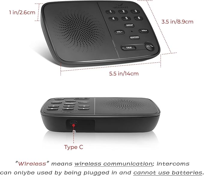 Hosmart UltraSpeak Intercoms Wireless for Home, 2025 Two-Way Real-time Intercom Full Duplex Wireless Intercom System for Home Use, House Intercom System for Business with 1200 Feet Range (2 Stations)