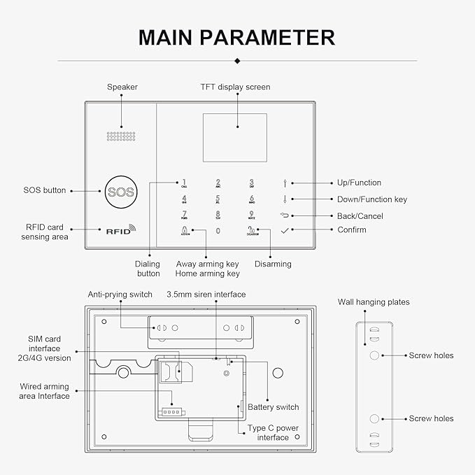LWOHSI Smart Home Alarm,GSM 4G/WiFi Home Security Systems with DIY Door Window Sensors and Motion Sensors,Loud Siren,Remote,Work with Google for House,Villa,Apartment,No Contract Fee