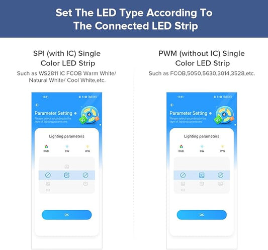 BTF-LIGHTING SP630E Bluetooth Controllers 4 Zones 2.4GHz Dimming RF RB1 Remote Kit Support FCOB COB SMD PWM or SPI Single Color LED Strip WS2811 IC etc DC5V DC12V DC24V