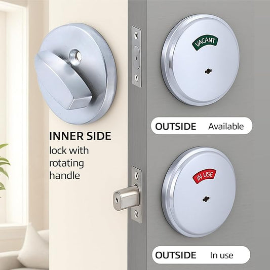 in-Use Vacant Commercial Bathroom Door Lock with Occupied Vacant Door Sign. Privacy Deadbolt with Occupancy Indicator. Privacy Indicator Bolt for Restroom, Meeting Room, Fitting Room- 1pc.