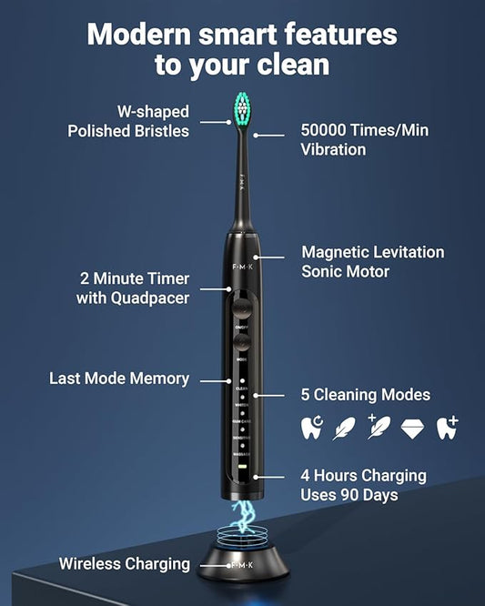 FUMEIKANG Water Flosser & Electric Toothbrush for Adults Oral Irrigator & Sonic Toothbrush 2-1 Oral Clean Kit (Black)