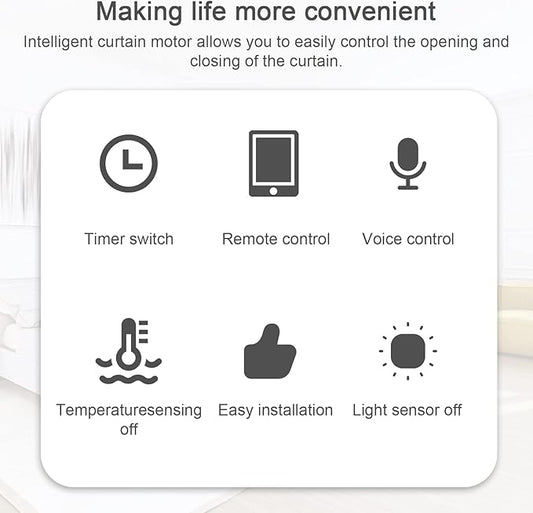 2PCS Tuya WiFi Intelligent Curtain Motor Electric Curtain Robot Automatic Opener No Wiring with Gateways Support APP Remote Control Timer Setup Temperature & Light Sensing Compatible with Home