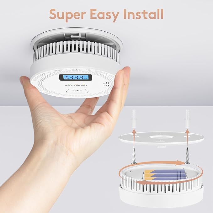 2 Packs, 2 in 1 CO & Smoke Detectors,Carbon Monoxide Detectors,Smoke Detector Battery Powered,(Include 3 * 1.5V AA Battery),85 db Smoke Alarm,Fire Alarm,Easy Install,Portable