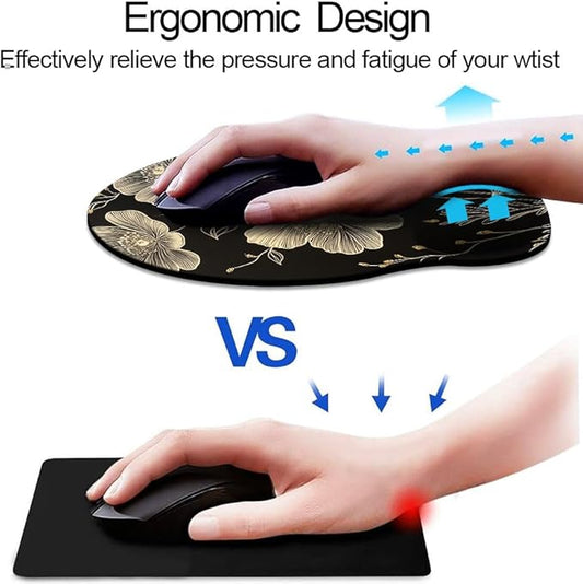 Ergonomic Mouse Pad with Wrist Support,Mouse Pad with Wrist Rest,Relieve Wrist Pain Mousepad Non-Slip Rubber Base,Mouse Pads for Desk,Computers,Laptop,Office,Home,Accessories Aesthetic Flowers