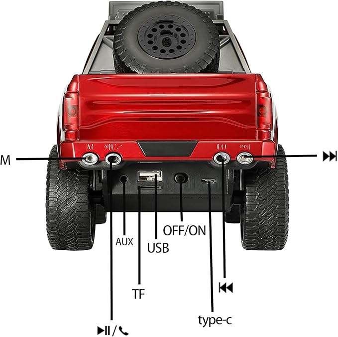 WS-589 Rugged Pickup Truck Bluetooth Replica Speaker β Portable Audio with TWS, LED Party Lights & HD Stereo | Unique Surprise Gift for Music & Truck Lovers(Red)