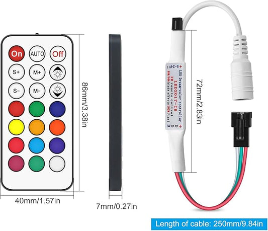 RGBZONE DC 5-24V Mini 21 Key IR Infrared Wireless RGB Remote Controller for WS2811 WS2812B LED Dream Color Strip Lights