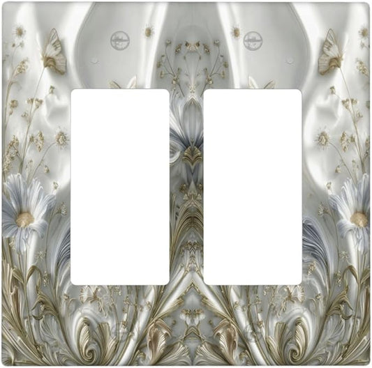 Bvtewkhz Boho Floral Wild Flower 2 Gang Double Rocker Decorative Light Switch Covers Electrical Faceplate Switch Plates for Bathroom Kitchen Home