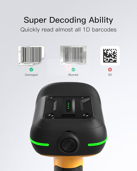 Inateck Industrial Barcode Scanner Bluetooth, 1D Scanner Wireless with IP67 Waterproof and Dustproof, Handscanner with App & SDK,BCST-61