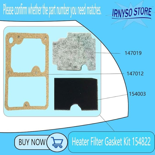 Irnyso Replacement Heater Filter Gasket Kit 154822 output filter154003, input filter 147019 , gasket 147012 Fits Toro, Lawn Boy, Port Heat、 Mr Heater, All Pro and Universal oil fired heaters