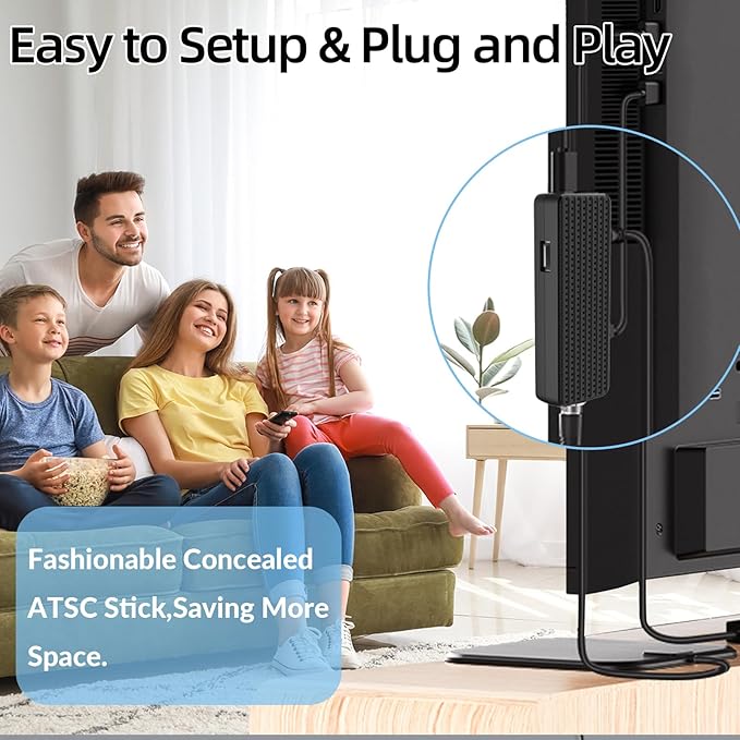 ZJBOX Digital Converter Box for TV,1080P ATSC tv Tuner Box with hdmi Output and 3RCA Cables Hidden Behind TV,with Power Adapter,2-in-1 Remote,TV Program Recording&Playback,USB Media Player