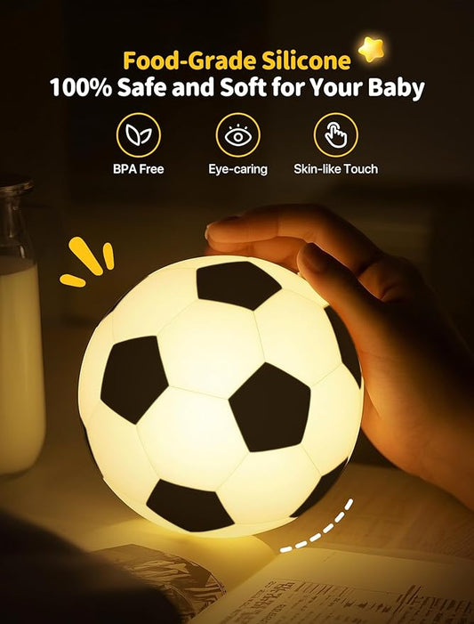 TechCharm Soccer Night Light for Kids Rechargeable LED Touch Control Silicone Night Lamp,Nursery Night Lights,Glowing Football Gift for Boys,Home Decor Birthday Christmas Gifts for Kids