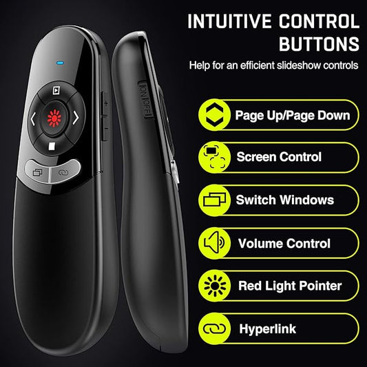 2 in 1 USB Type C Presentation Clicker with Red Light Pointer, Wireless Presenter for PowerPoint Presentation PPT Clicker, 2.4GHz Presenter Remote Slide Advancer for MacBook/Computer/Laptop