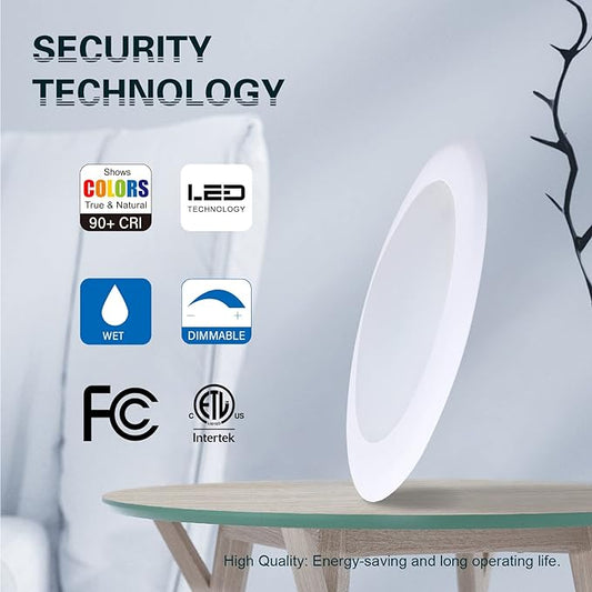 TOPELER 6'' Dimmable Flush Mount Ceiling Light, 15W Low Profile Surface Mount LED Disc Light, Installs into Junction Box or Recessed Can, 3000K Warm White 1000lm, ETL-Listed, 6 Pack