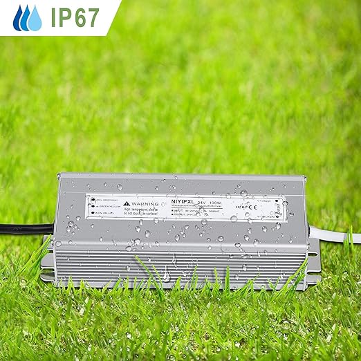 LED Driver 100 Watts 24V DC Low Voltage Transformer, Waterproof IP67 LED Power Supply, Adapter with 3-Prong Plug 3.3 Feet Cable for Any 24V DC led Lights, Computer Project, Outdoor Light