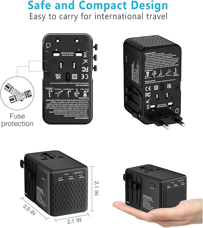 Travelconverter Adapter Voltage Converter That Steps Down 230 Volts to 120 Volts for use in Over 200 Countries,Including The U.S., U.K., Europe, and Australia(Black)