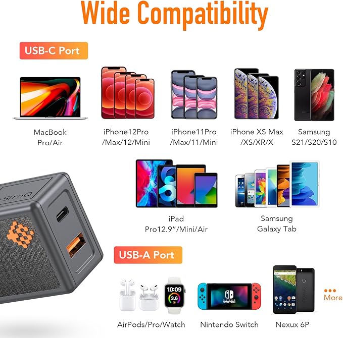 ๐๐ฅ๐ข๐ฆ๐ 30W USB C GaN Quick Charger PD Mini Type C Wall Fast Charging Block Adapter Foldable Plug Compact Mini GaN Charger for iPhone 13Pro/Max12Mini/iPad Pro/Galaxy/Note 20/Pixel(Upgrade, Grey)