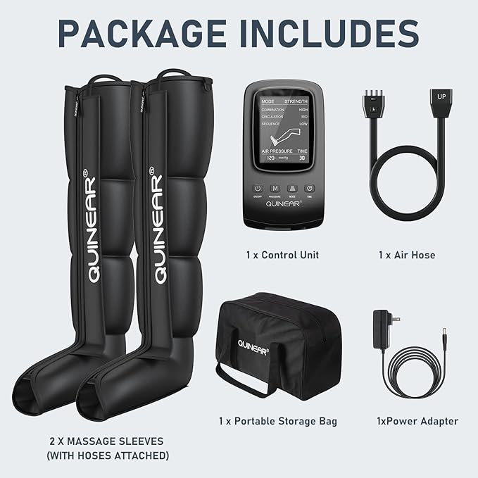 QUINEAR Air Compression Recovery System, Professional Sequential Device for Massage Therapy, Foot and Leg Recovery Boots to Improve Circulation for Athletes, FSA-HSA Eligible (Medium)
