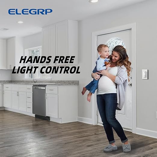 ELEGRP Matte White Single Pole Occupancy Motion Sensor Light Switch, Need Neutral Wire, 120° Sensor Coverage PIR Infrared Motion Activated, for CFL/LED/MLV/INC/HAL/Fan, UL,1 Pack