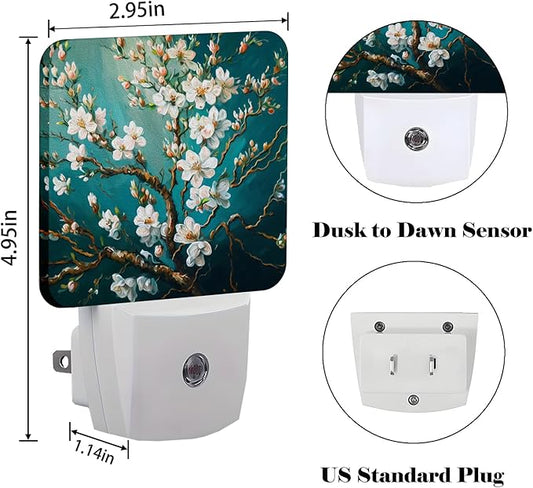 FSHVQKD Blossoming Almond Tree Night Light,Plug-in Nightlights Auto Sensor Night Lamp Dusk to Dawn Lamp Home Decor for Nursery Children Girls Boys