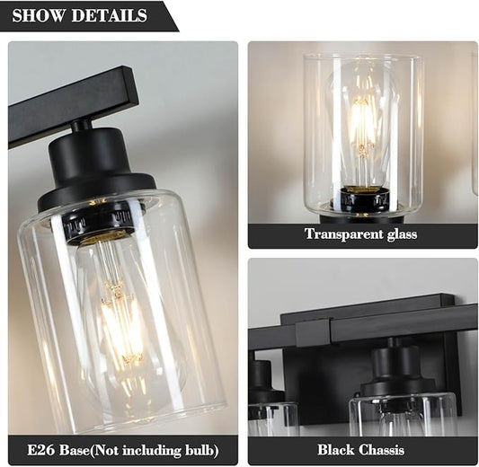 DIKAIDA 6-Light Black Vanity Lights 38'' Modern Bathroom Vanity Lighting Fixtures Above Mirror, Industrial Matte Bathroom Light Fixtures, Bath Wall Light Fixtures, Black Wall Sconces