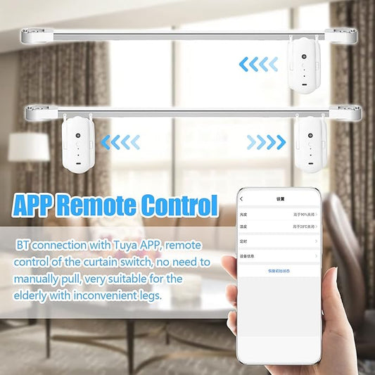 Sunydog 2pcs Tuya Smart Curtain Motor BT Voice Control Switch Electric Curtain Robot APP Control Timer Setup Compatible with Alexa Google Home for Roman Rod