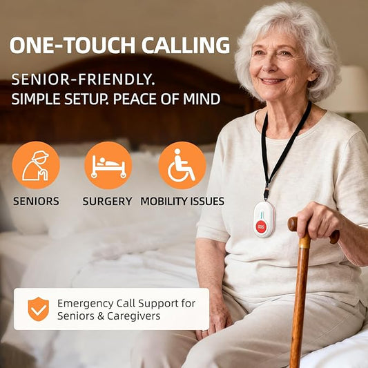 CallToU Caregiver Pager - Wireless Call Button for Elderly at Home, Portable Nurse Alert System with Vibration & Sound Alerts for Seniors and Disabled (3 Call Buttons + 2 Receivers)