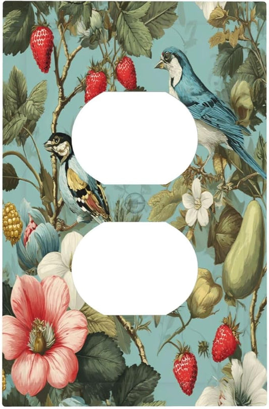 Bvtewkhz William Morris Flower Duplex Outlet Wall Plate Cover Decorative Light Switch Covers Electrical Faceplate Switch Plates for Bathroom Kitchen Home