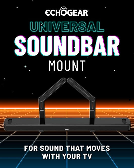 ECHOGEAR Sound Bar Mounting Bracket for Under TV - Adjustable Height & Depth for Max Compatibility Between TV & Soundbar - Dolby Atmos Compatible & Works with LG, Vizio, Bose & More