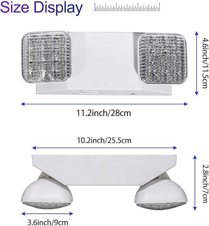 TANLUX LED Emergency Light with Wire Guard, Protective Coated Steel Wire Guard with Emergency Light