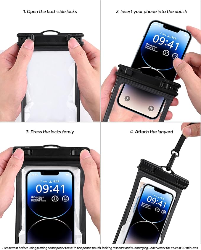 Waterproof Phone Pouch for Cruise Essentials 2025, Beach Vacation Essentials Cruise Ship Essentials Must Haves for Travel, Dry Bag Case for iPhone 16 15 14 13 12 Plus Pro Max Galaxy Pixel 2 Pack