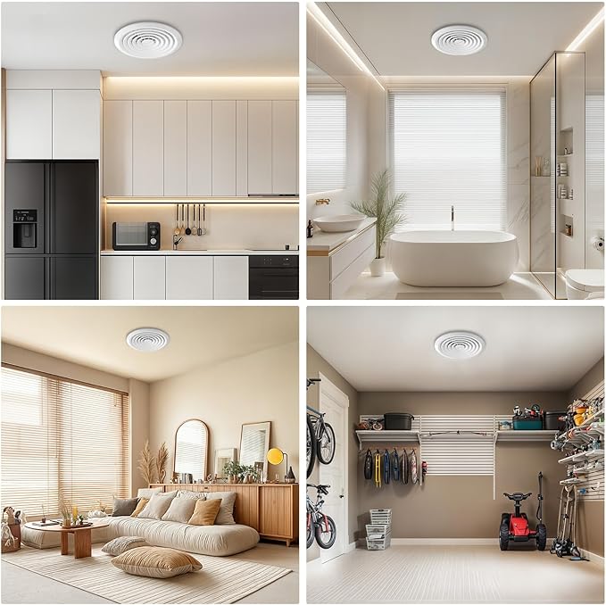 Hawkrown 8 Inch Round Bathroom Exhaust Fan,110 CFM 1 Sone Powerful and Quiet Bathroom Ventilation, Replacement for Mobile Home,Through Wall Vent Fan, Easy Install