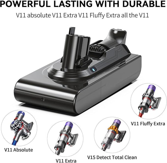Morpilot 25.2V 7000mAh Upgrade Replacement Battery for V11, Compatible with V11 V15 SV15 SV16 SV22 970425-01 Vacuum Cleaner, Includes 2 Filters(Only Available for Click-in Style)