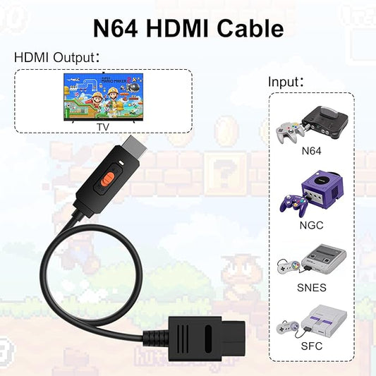 Azduou Gamecube /N64 HDMI Adapter Supports 4:3 and 16:9 Aspect Ratio Switching Converts N64 Game Console Video Signal to HDMI Signal Easily Connect The Game Console to HDTV(for N64/SNES/NGC-3 in 1)