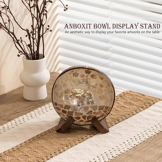ANBOXIT Bowl Stands for Display, 3 Pack 3.5 Inch Plate Holder, Wooden Easel Frame Holder, Display Stand for Large Deep Platters and Dishes, 3.5" H x 4.8" W x 4" D (For Bowls under 2.5" in Depth)