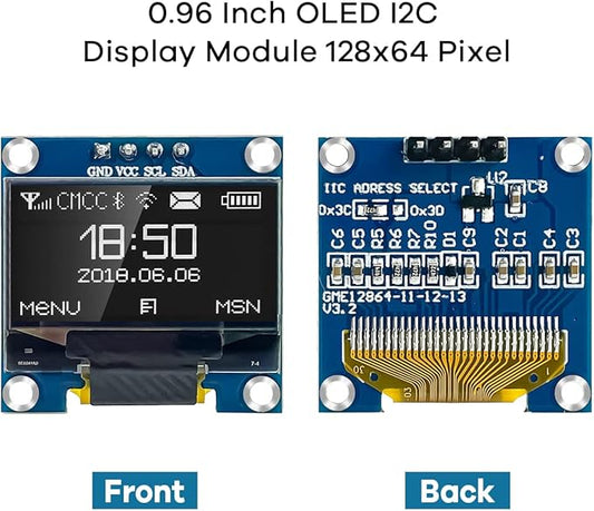 Hosyond 5 Pcs 0.96 Inch OLED I2C IIC Display Module 12864 128x64 Pixel SSD1306 Mini Self-Luminous OLED Screen Board Compatible with Arduino Raspberry Pi (White)