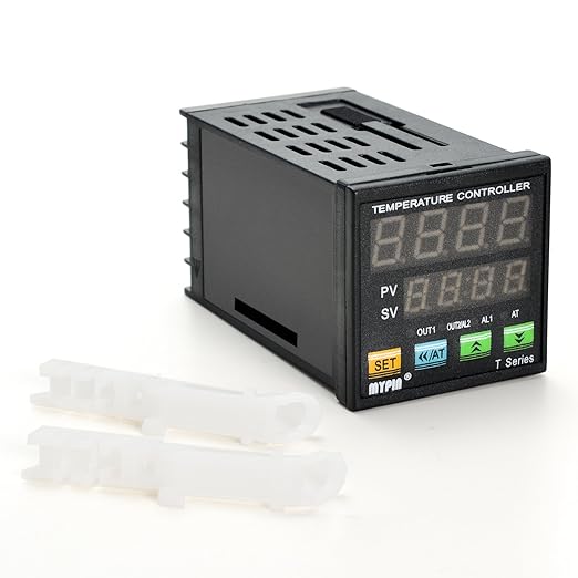 F/C PID Temperature Controller, AGPtEK Dual Display Digital Programmable Temperature Control TA4-SSR Solid State Relay with 2 Alarms