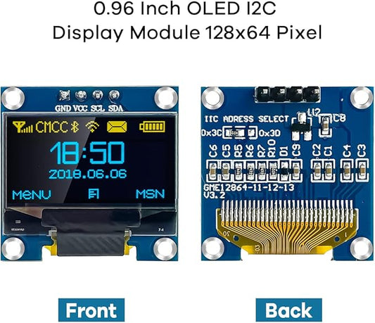 Hosyond 5 Pcs 0.96 Inch OLED I2C IIC Display Module 12864 128x64 Pixel SSD1306 Mini Self-Luminous OLED Screen Board Compatible with Arduino Raspberry Pi(Blue and Yellow)