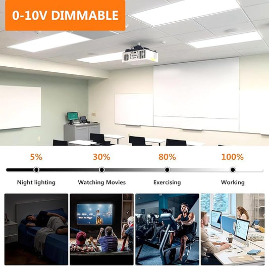 Mcacggo 30 Pack 2x4 LED Flat Panel Light 5000K-4000K-3000K & 0-10V Dimmable, 30W-40W-50W Switchable, Back-Lit Drop Ceiling Lights for Office, ETL Listed, 100-277V
